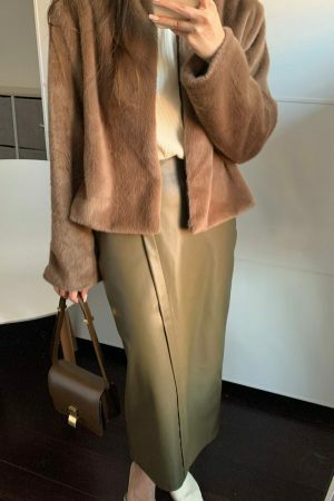 Y2K Korean Style Solid Color Faux Fur Cropped Teddy Coat