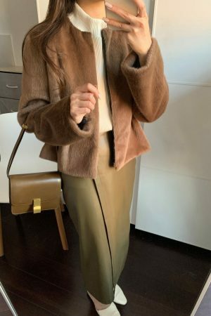 Y2K Korean Style Solid Color Faux Fur Cropped Teddy Coat