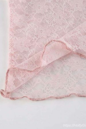 Y2K Lace Crop Top Fairycore Tee - Lolita Style Aesthetic