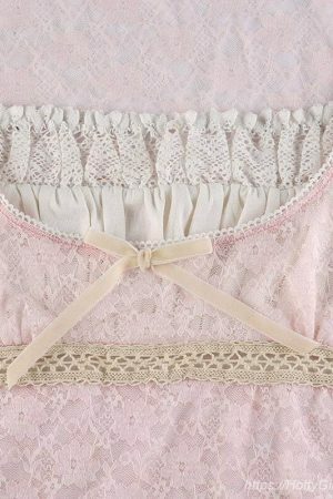 Y2K Lace Crop Top Fairycore Tee - Lolita Style Aesthetic