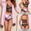 Y2K Lace Satin Sleepwear Set: Elegant Robe & Sexy Pajama Pants - Fashionable Comfort for Women's Nightwear