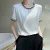 Y2K Lace Trim Silk Blouse Women's Streetwear Tee