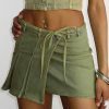 Y2K Lace Up Denim Irregular Pleated Mini Skirt - Women's Streetwear Fashion