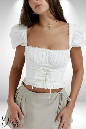 Y2K Lace-Up Milkmaid Crop Top