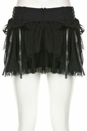 Y2K Lace-Up Mini Skirt Vintage Aesthetic Streetwear Gothic Fairycore