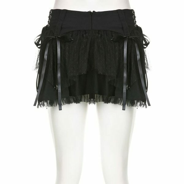 Y2K Lace-Up Mini Skirt Vintage Aesthetic Streetwear Gothic Fairycore