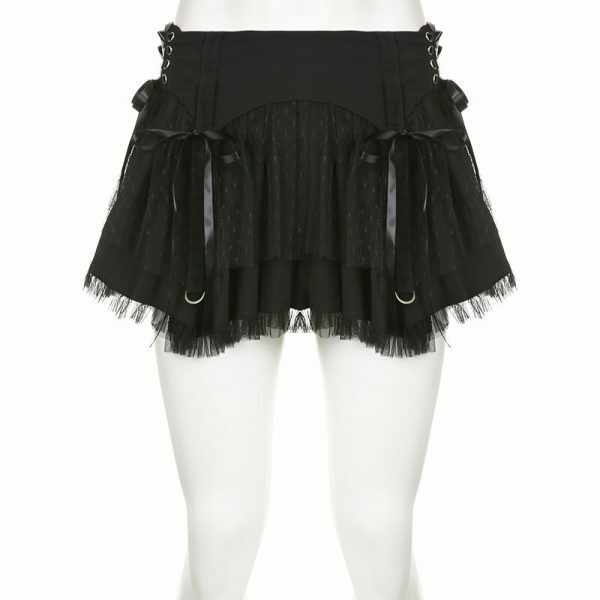 Y2K Lace-Up Mini Skirt Vintage Aesthetic Streetwear Gothic Fairycore