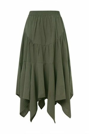 Y2K Lace-Up Pleated Grunge Midi Skirt Vintage Streetwear