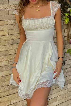 Y2K Lace White Streetwear Dress