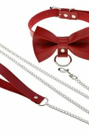 Y2K Leather Neck Collar Choker Chain Leash - Adjustable Streetwear Roleplay Accessory