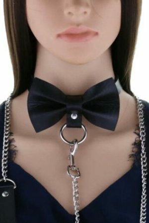 Y2K Leather Neck Collar Choker Chain Leash - Adjustable Streetwear Roleplay Accessory