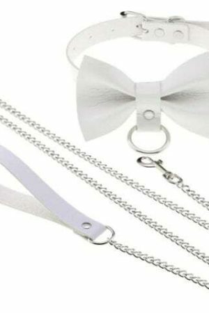 Y2K Leather Neck Collar Choker Chain Leash - Adjustable Streetwear Roleplay Accessory