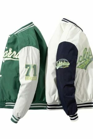 Y2K Letter Embroidery Baseball Jacket Vintage Japanese Streetwear Top