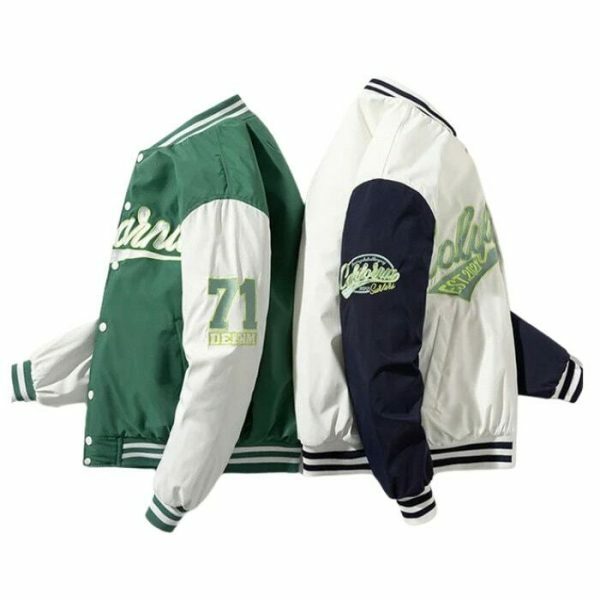 Y2K Letter Embroidery Baseball Jacket Vintage Japanese Streetwear Top