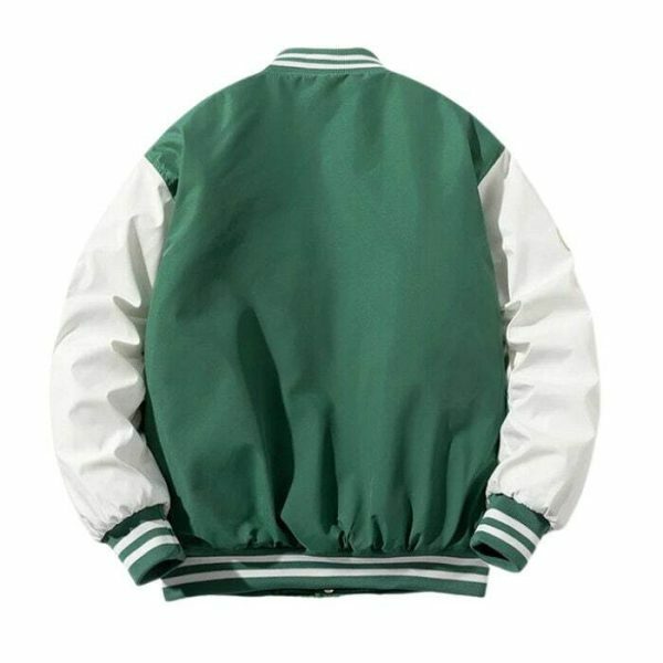 Y2K Letter Embroidery Baseball Jacket Vintage Japanese Streetwear Top