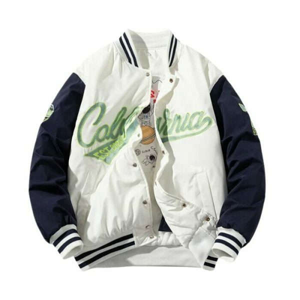 Y2K Letter Embroidery Baseball Jacket Vintage Japanese Streetwear Top