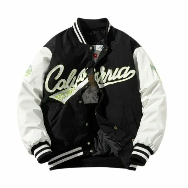 Y2K Letter Embroidery Baseball Jacket Vintage Japanese Streetwear Top