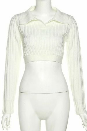 Y2K Long Sleeve Crop Top - Trendy Sexy Lolita Streetwear Fashion