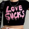 Y2K Love Sucks Black Crop Tee - Vintage Streetwear Fairy Trash Top