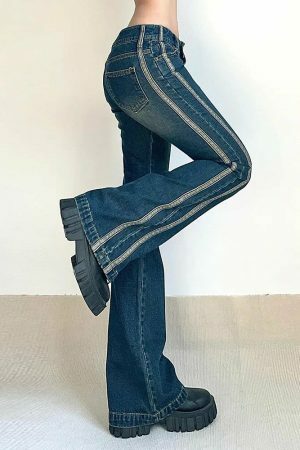 Y2K Low Rise Flare Jeans Women's Vintage Streetwear Aesthetic