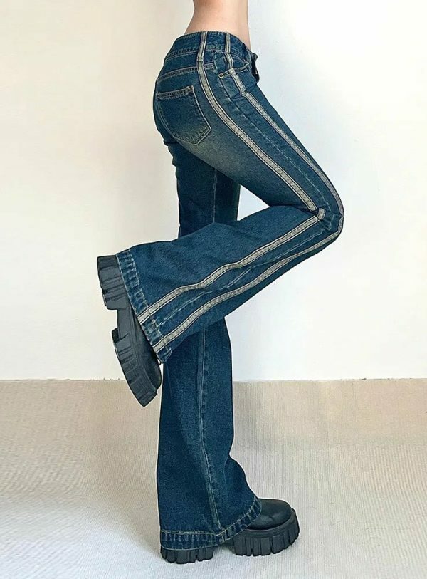 Y2K Low Rise Flare Jeans Women's Vintage Streetwear Aesthetic