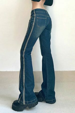 Y2K Low Rise Flare Jeans Women's Vintage Streetwear Aesthetic