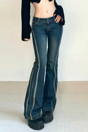 Y2K Low Rise Flare Jeans Women's Vintage Streetwear Aesthetic