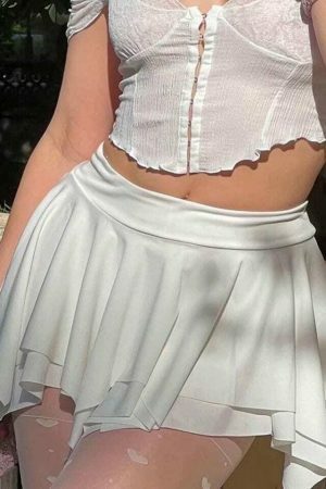 Y2K Low Waist White Mini Skirt