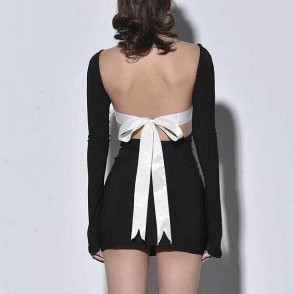 Y2K Madelyn Backless Ribbon Streetwear Dress