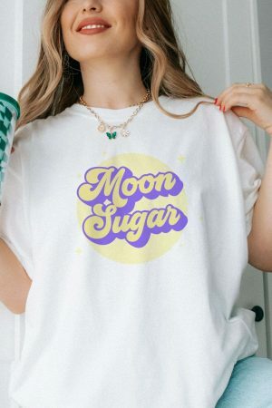 Y2K Magical Girl Moon Sugar T-Shirt - Soft Violet Festival Top