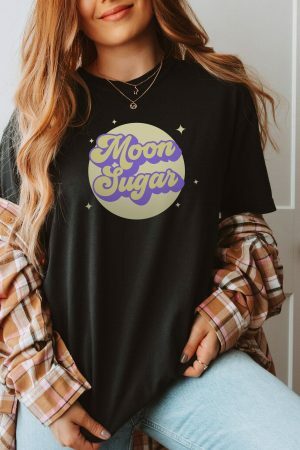 Y2K Magical Girl Moon Sugar T-Shirt - Soft Violet Festival Top