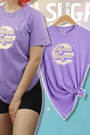 Y2K Magical Girl Moon Sugar T-Shirt - Soft Violet Festival Top