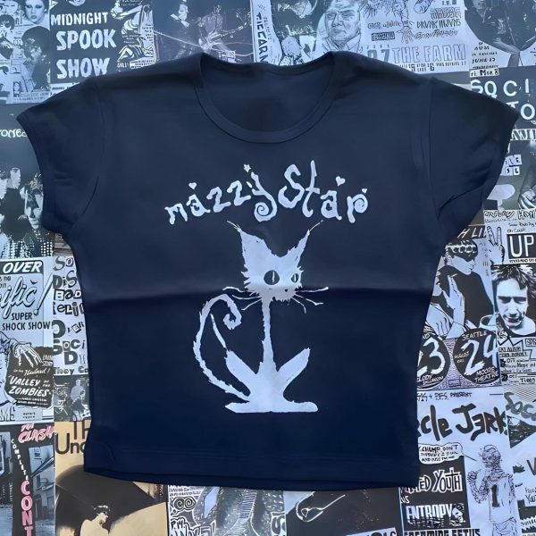 Y2K Mazzy Star Angel Baby Tee - 80s 90s Punk Rock Aesthetic, Crop Top Clothing