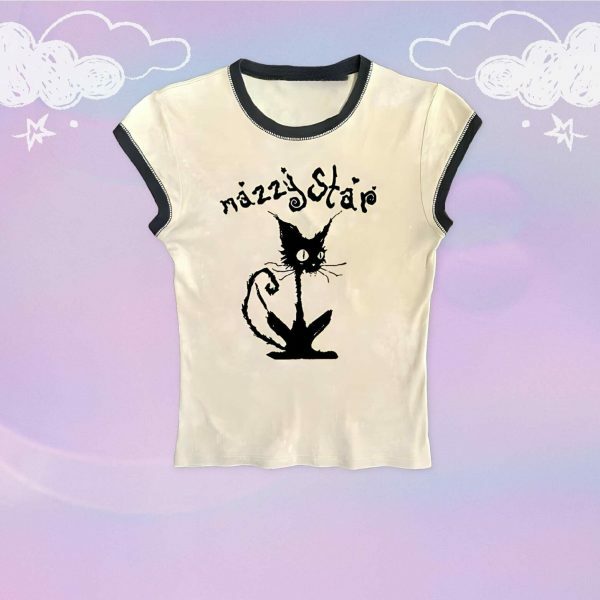 Y2K Mazzy Star Angel Baby Tee - 80s 90s Punk Rock Aesthetic, Crop Top Clothing