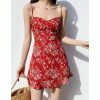 Y2K Milkmaid Red Floral Mini Dress - Streetwear Aesthetic