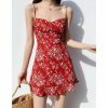 Y2K Milkmaid Red Floral Mini Dress - Streetwear Aesthetic