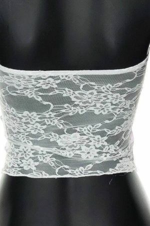 Y2K Millie Fairycore Floral Tube Top Lace Detail