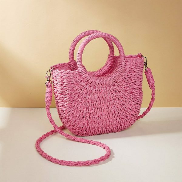 Y2K Mini Messenger Straw Bag - French Rattan Woven Beach Bag for Women