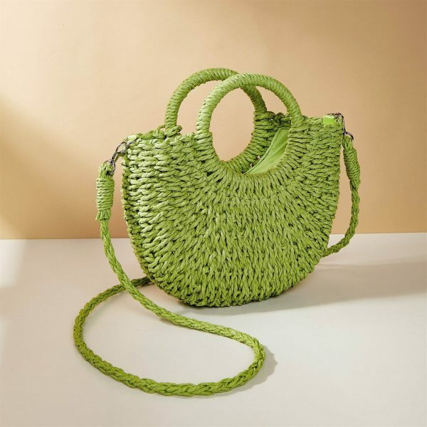 Y2K Mini Messenger Straw Bag - French Rattan Woven Beach Bag for Women