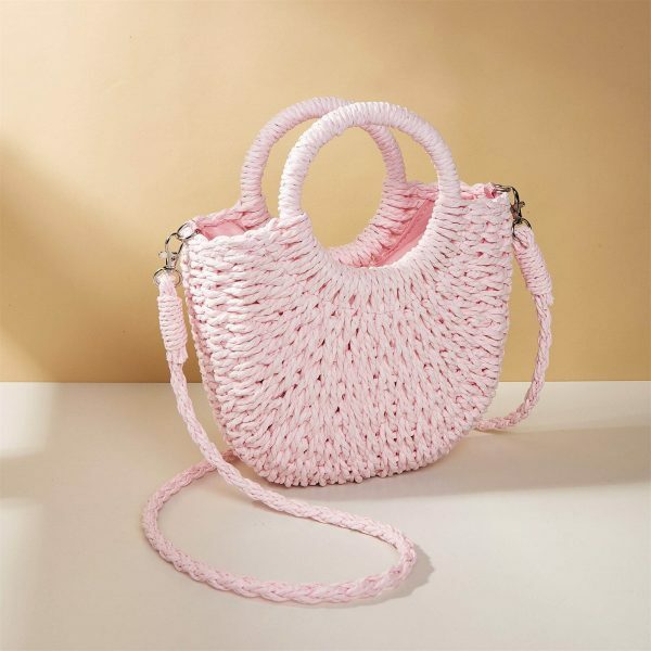 Y2K Mini Messenger Straw Bag - French Rattan Woven Beach Bag for Women