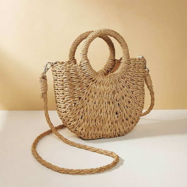 Y2K Mini Messenger Straw Bag - French Rattan Woven Beach Bag for Women