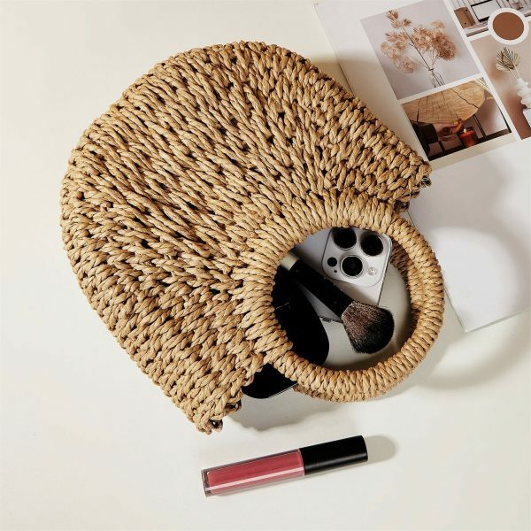 Y2K Mini Messenger Straw Bag - French Rattan Woven Beach Bag for Women