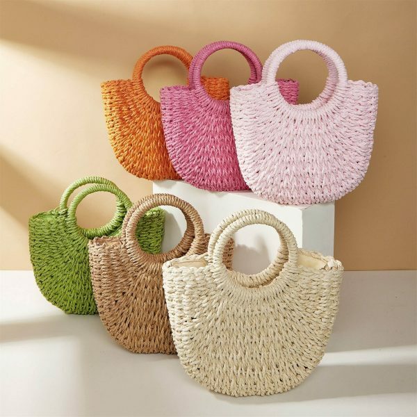 Y2K Mini Messenger Straw Bag - French Rattan Woven Beach Bag for Women