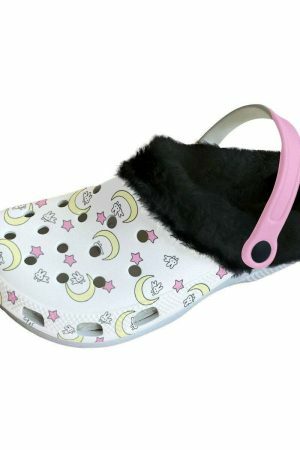 Y2K Moon Bunny Slip-On Clogs | Streetwear Aesthetic Bunny Shoes