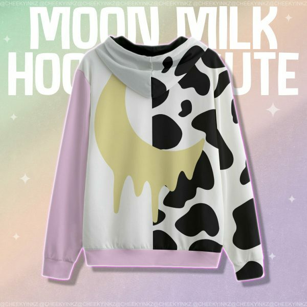 Y2K Moon Milk Cow Print Hoodie - Streetwear Aesthetic