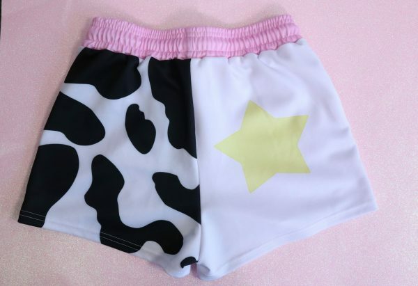 Y2K Moon Milk Cow Print Pocket Shorts - Streetwear Aesthetic