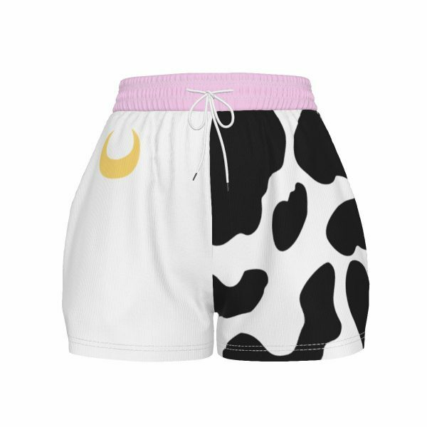 Y2K Moon Milk Cow Print Pocket Shorts - Streetwear Aesthetic