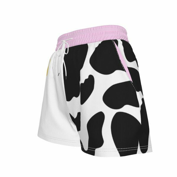 Y2K Moon Milk Cow Print Pocket Shorts - Streetwear Aesthetic