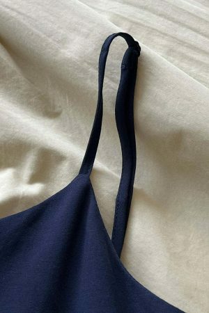 Y2K Navy Blue V-Neck Spaghetti Strap Cami