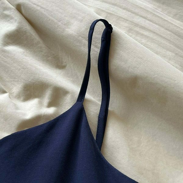 Y2K Navy Blue V-Neck Spaghetti Strap Cami